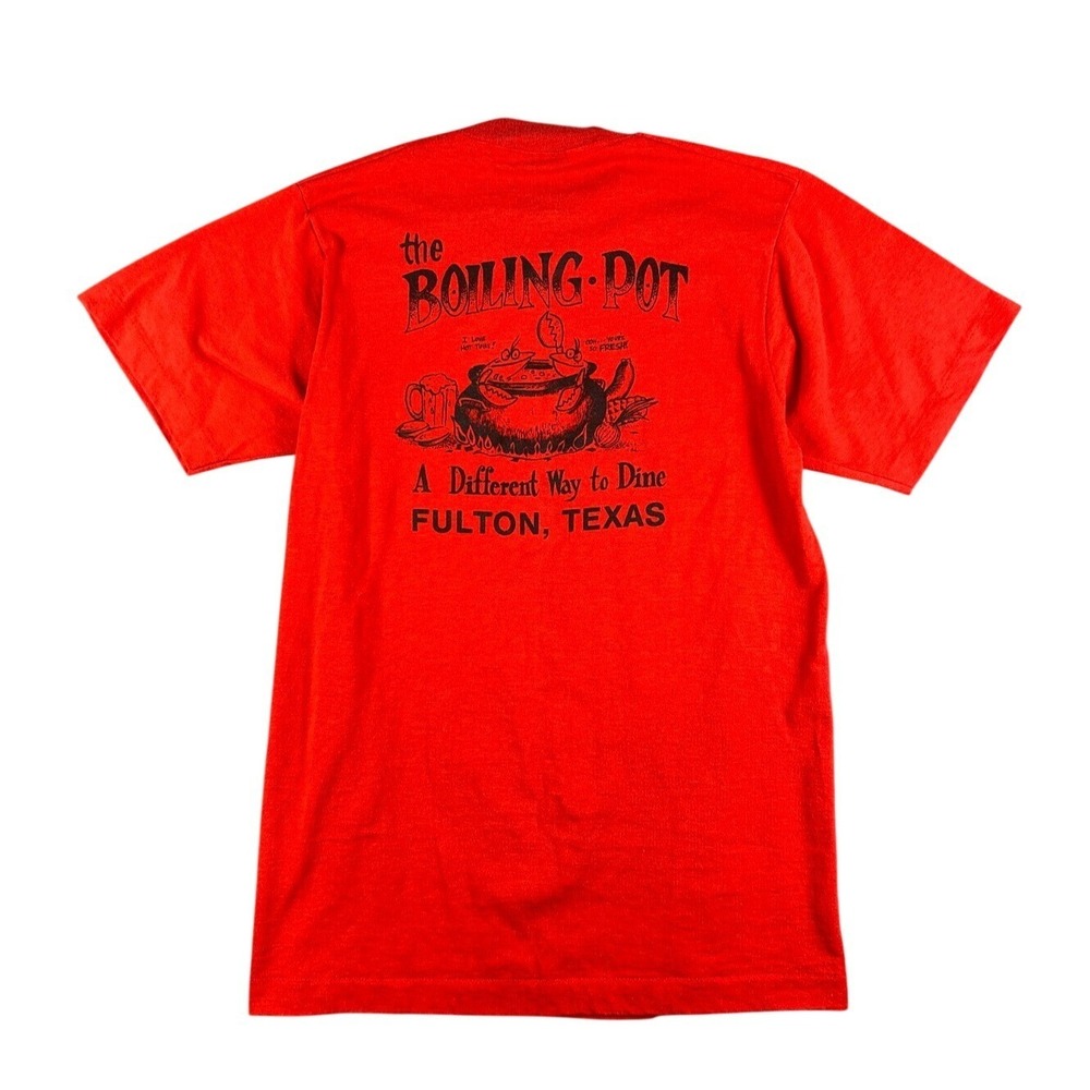Vintage 90s "What's Hot?" Boiling Pot Texas T-Shirt Screen Stars Red Tee Medium
